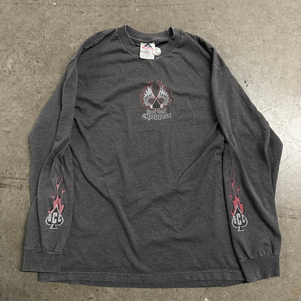 Vintage Orange County Choppers Long Sleeve Shirt Mens‎ Large Gray OCC Biker Y2K